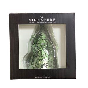 Hallmark Signature‎ Christmas Ornament Green Metal Floral Design 6 Inch NEW